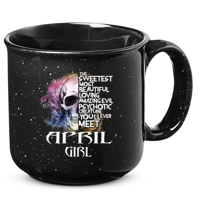 April Girl Funny Birthday Skull Woman 15oz Campfire Ceramic Mug
