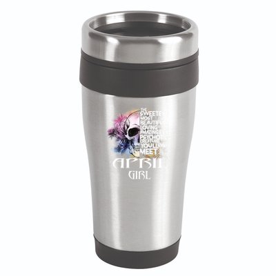 April Girl Funny Birthday Skull Woman 16oz Travel Tumbler