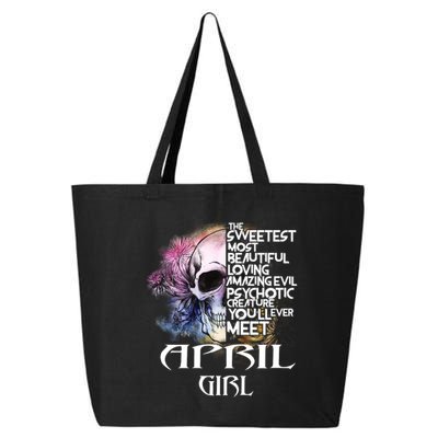 April Girl Funny Birthday Skull Woman 25L Jumbo Tote