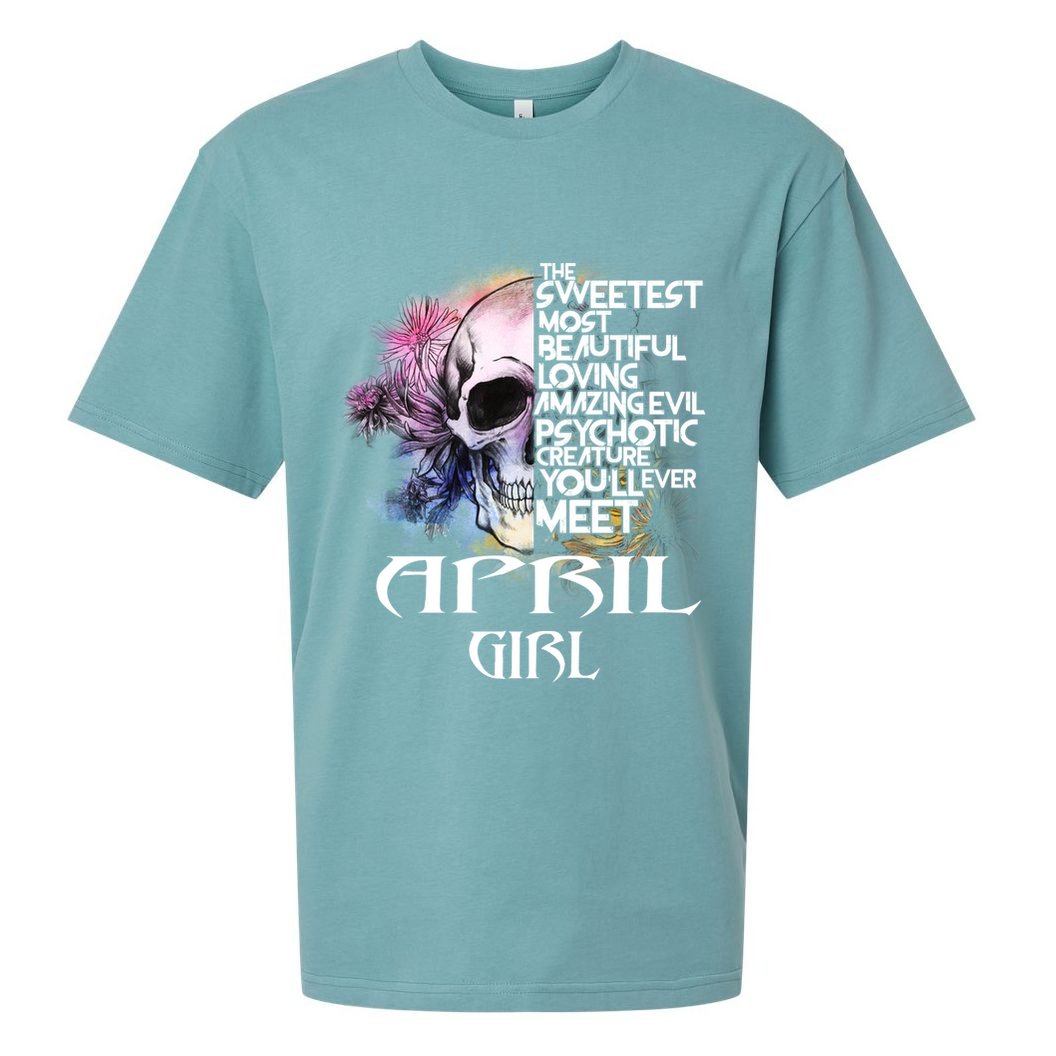 April Girl Funny Birthday Skull Woman Sueded Cloud Jersey T-Shirt