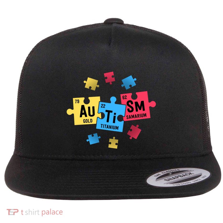 Autism Gift For Teachers Sped Periodic Table Elets Gift Flat Bill Trucker Hat