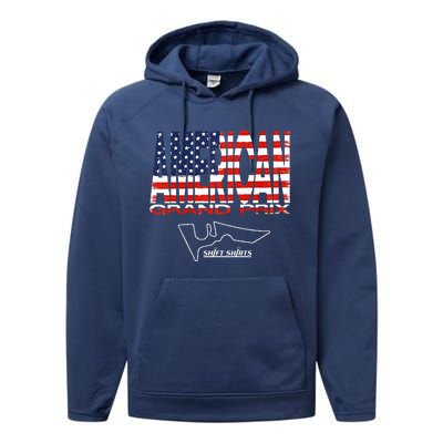 American Gp Flag Us Grand Prix (Cota) Inspired Performance Fleece Hoodie