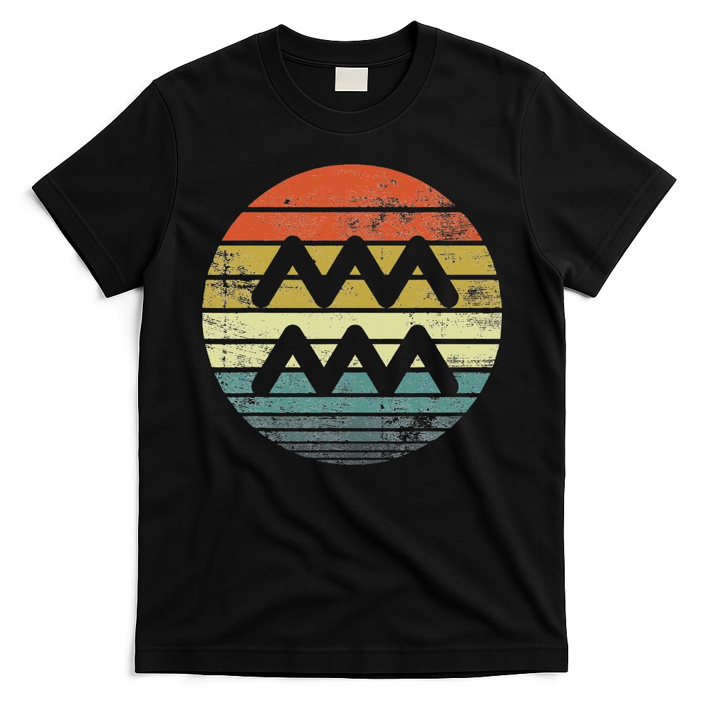 Aquarius Gifts Funny Retro Sunset Zodiac Sign Birthday T-Shirt