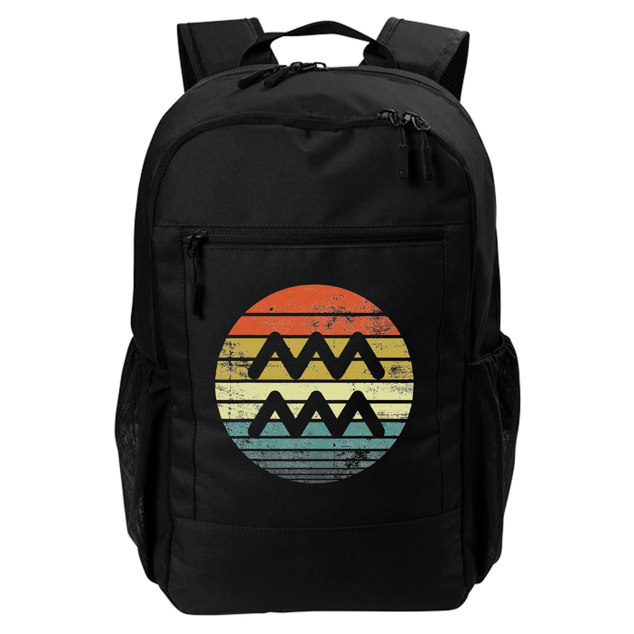 Aquarius Gifts Funny Retro Sunset Zodiac Sign Birthday Backpack