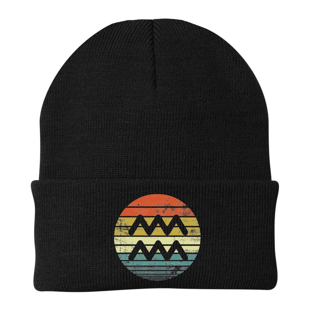Aquarius Gifts Funny Retro Sunset Zodiac Sign Birthday Beanie