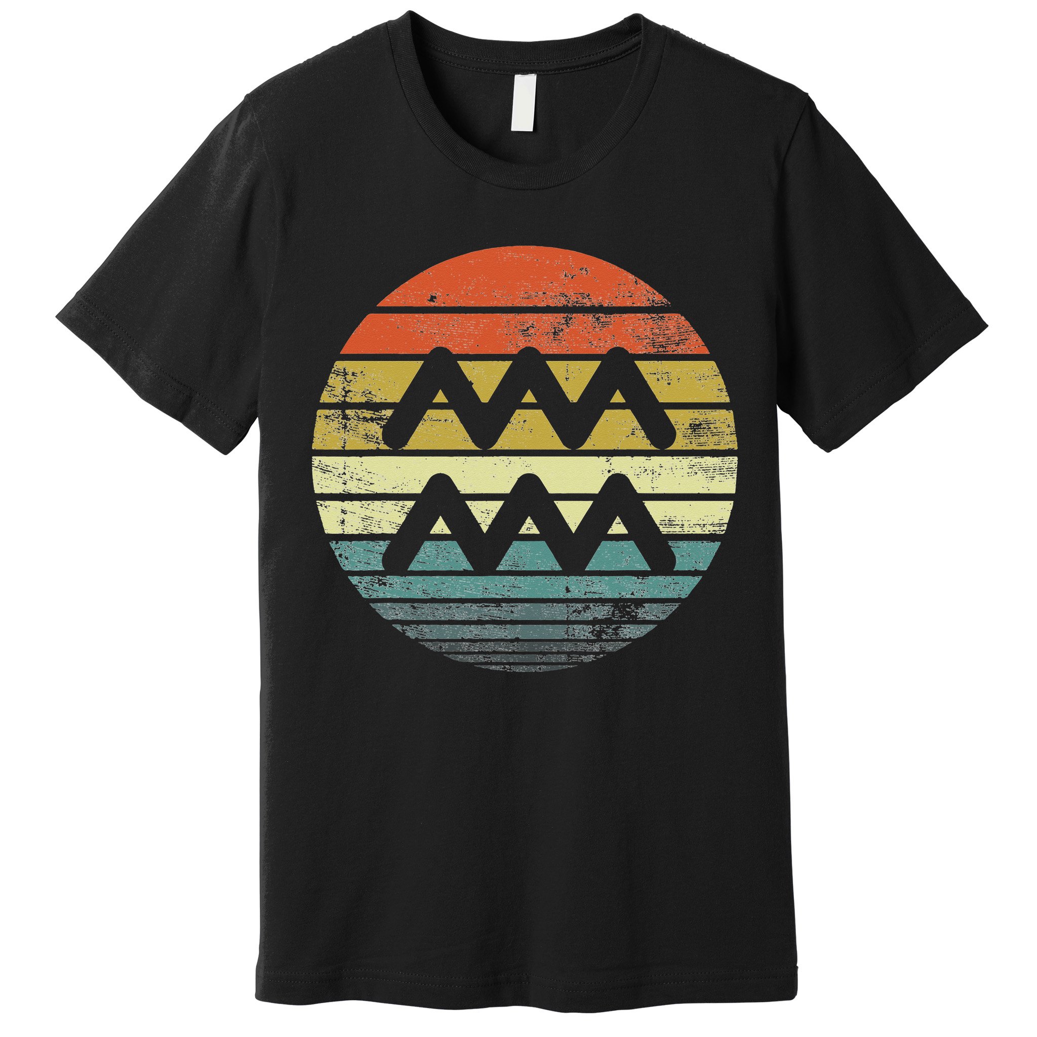 Aquarius Gifts Funny Retro Sunset Zodiac Sign Birthday Premium T-Shirt
