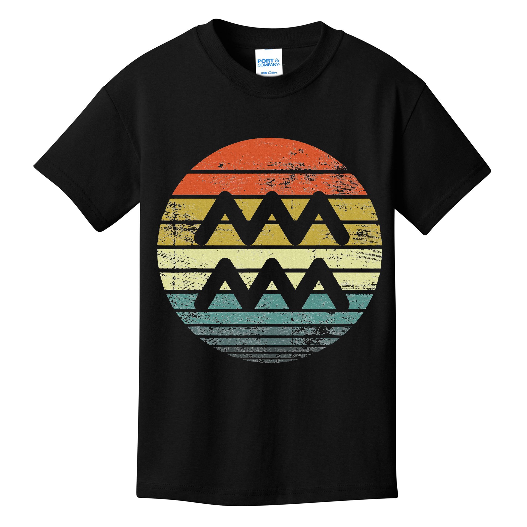 Aquarius Gifts Funny Retro Sunset Zodiac Sign Birthday Kids T-Shirt