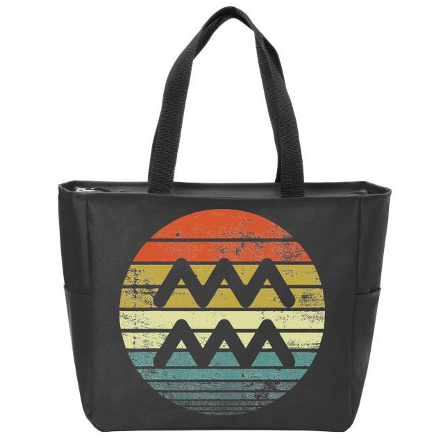 Aquarius Gifts Funny Retro Sunset Zodiac Sign Birthday Zip Tote Bag