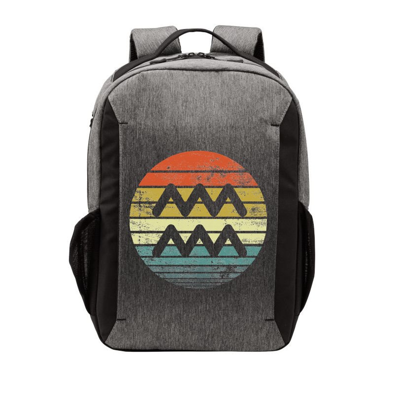 Aquarius Gifts Funny Retro Sunset Zodiac Sign Birthday Vector Backpack