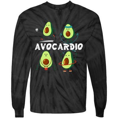 Avocardio, Gym Funny, Avocado Workout Tie-Dye Long Sleeve Shirt