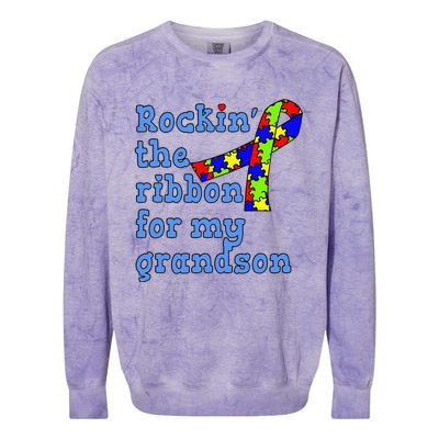 Autistic Grandson For Grandparents Colorblast Crewneck Sweatshirt