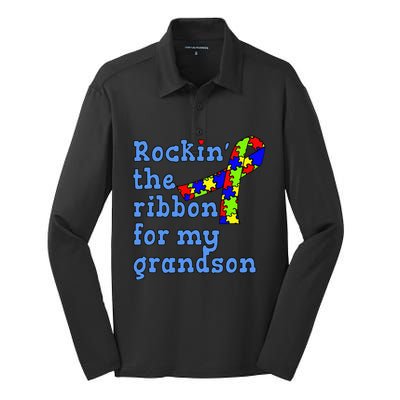 Autistic Grandson For Grandparents Silk Touch Performance Long Sleeve Polo