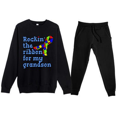 Autistic Grandson For Grandparents Premium Crewneck Sweatsuit Set