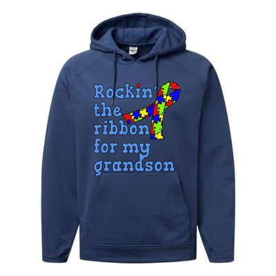 Autistic Grandson For Grandparents Performance Fleece Hoodie