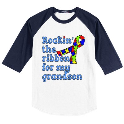 Autistic Grandson For Grandparents Baseball Sleeve Shirt