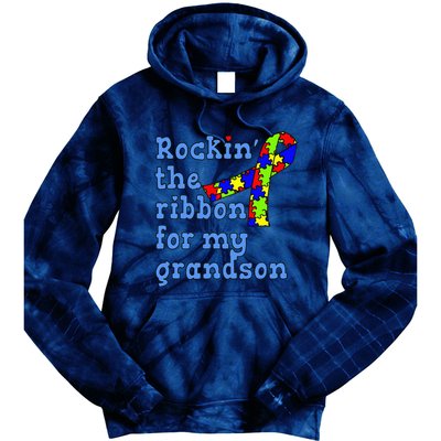 Autistic Grandson For Grandparents Tie Dye Hoodie