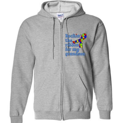 Autistic Grandson For Grandparents Full Zip Hoodie