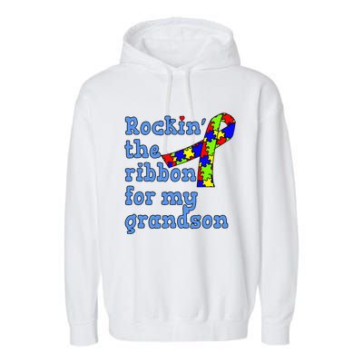 Autistic Grandson For Grandparents Garment-Dyed Fleece Hoodie