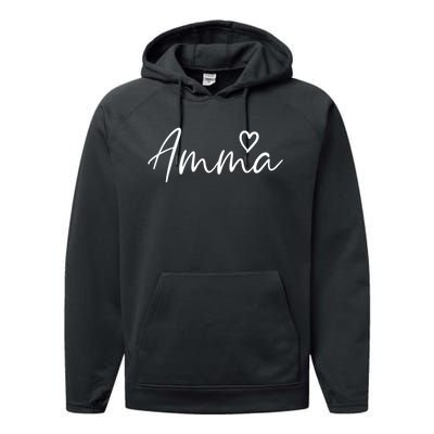 Amma Gifts For Women Grandma Heart MotherS Day Amma Performance Fleece Hoodie