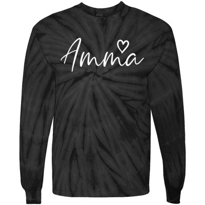 Amma Gifts For Women Grandma Heart MotherS Day Amma Tie-Dye Long Sleeve Shirt