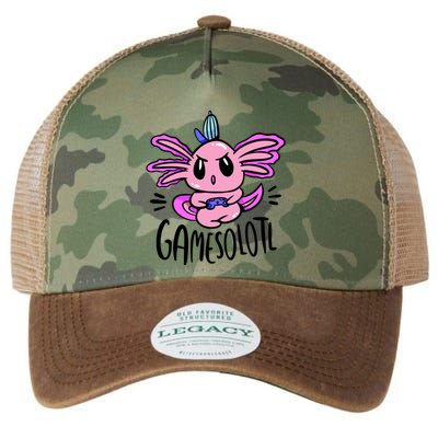 Axolotl Gamesolotl Funny Gamer Video Games Legacy Tie Dye Trucker Hat