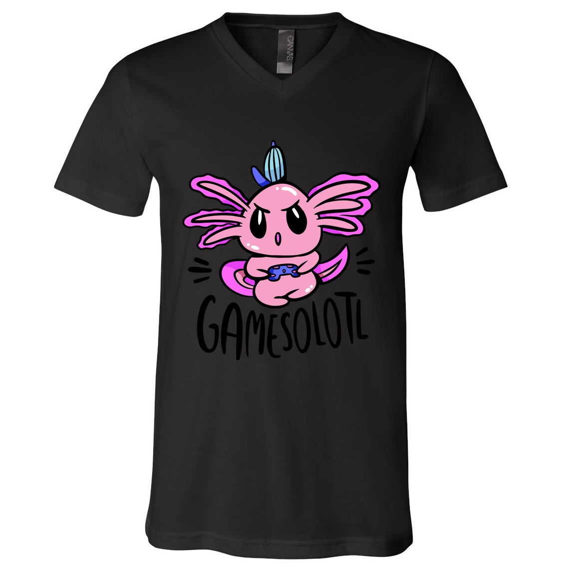 Axolotl Gamesolotl Funny Gamer Video Games V-Neck T-Shirt