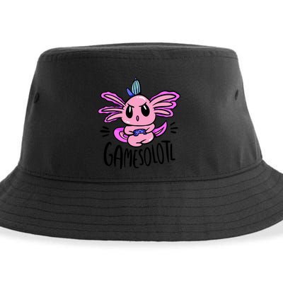 Axolotl Gamesolotl Funny Gamer Video Games Sustainable Bucket Hat