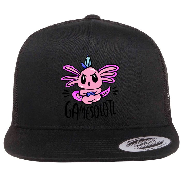 Axolotl Gamesolotl Funny Gamer Video Games Flatbill Hat