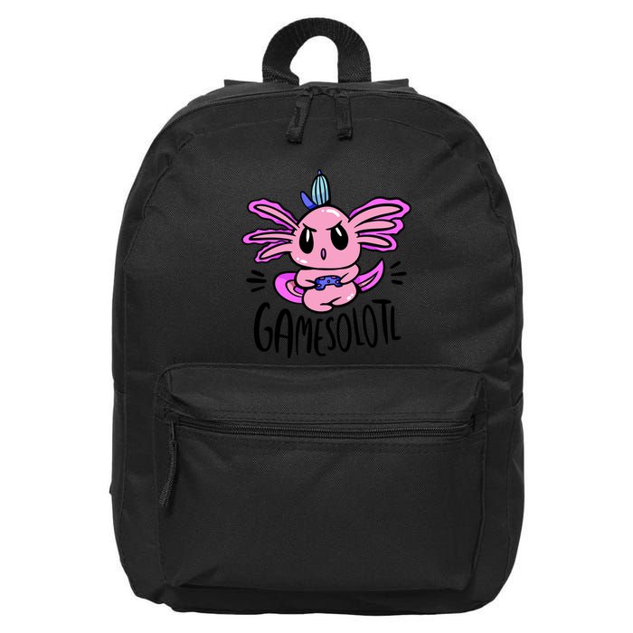 Axolotl Gamesolotl Funny Gamer Video Games 16 in Basic Backpack