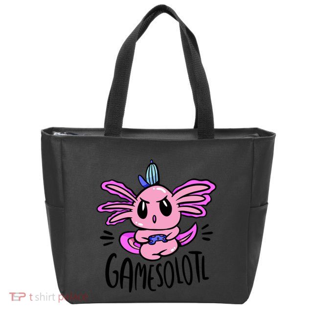 Axolotl Gamesolotl Funny Gamer Video Games Zip Tote Bag