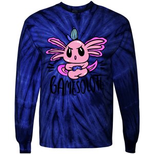 Axolotl Gamesolotl Funny Gamer Video Games Tie-Dye Long Sleeve Shirt