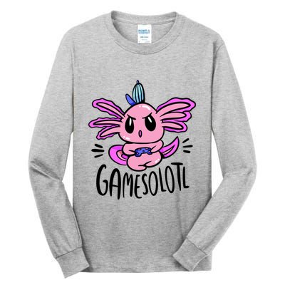 Axolotl Gamesolotl Funny Gamer Video Games Tall Long Sleeve T-Shirt