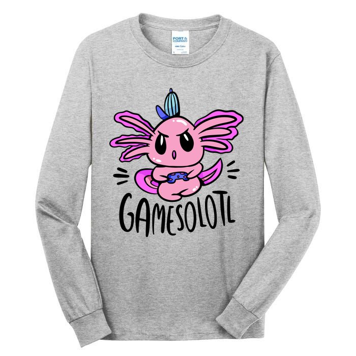 Axolotl Gamesolotl Funny Gamer Video Games Tall Long Sleeve T-Shirt