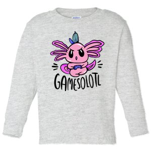 Axolotl Gamesolotl Funny Gamer Video Games Toddler Long Sleeve Shirt