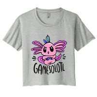 Axolotl Gamesolotl Funny Gamer Video Games Women's Crop Top Tee