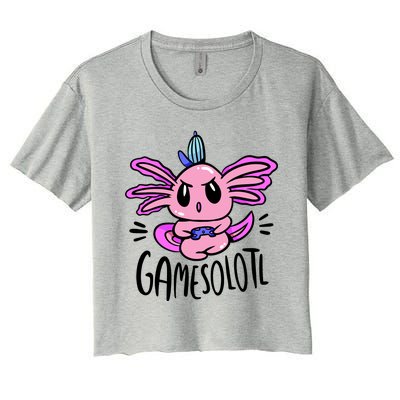 Axolotl Gamesolotl Funny Gamer Video Games Women's Crop Top Tee