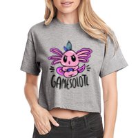 Axolotl Gamesolotl Funny Gamer Video Games Women's Crop Top Tee