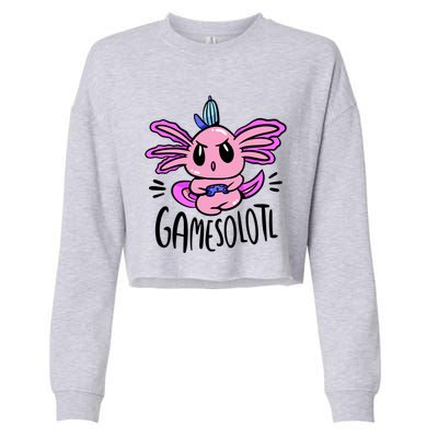 Axolotl Gamesolotl Funny Gamer Video Games Cropped Pullover Crew