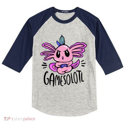 Axolotl Gamesolotl Funny Gamer Video Games Kids Colorblock Raglan Jersey