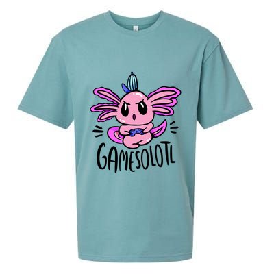 Axolotl Gamesolotl Funny Gamer Video Games Sueded Cloud Jersey T-Shirt