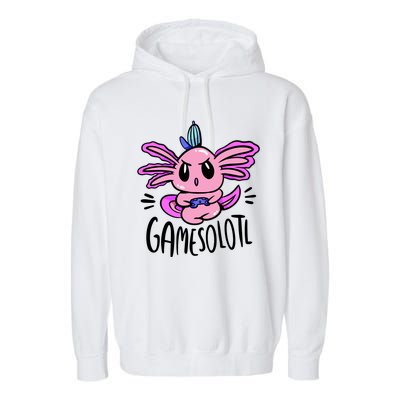 Axolotl Gamesolotl Funny Gamer Video Games Garment-Dyed Fleece Hoodie