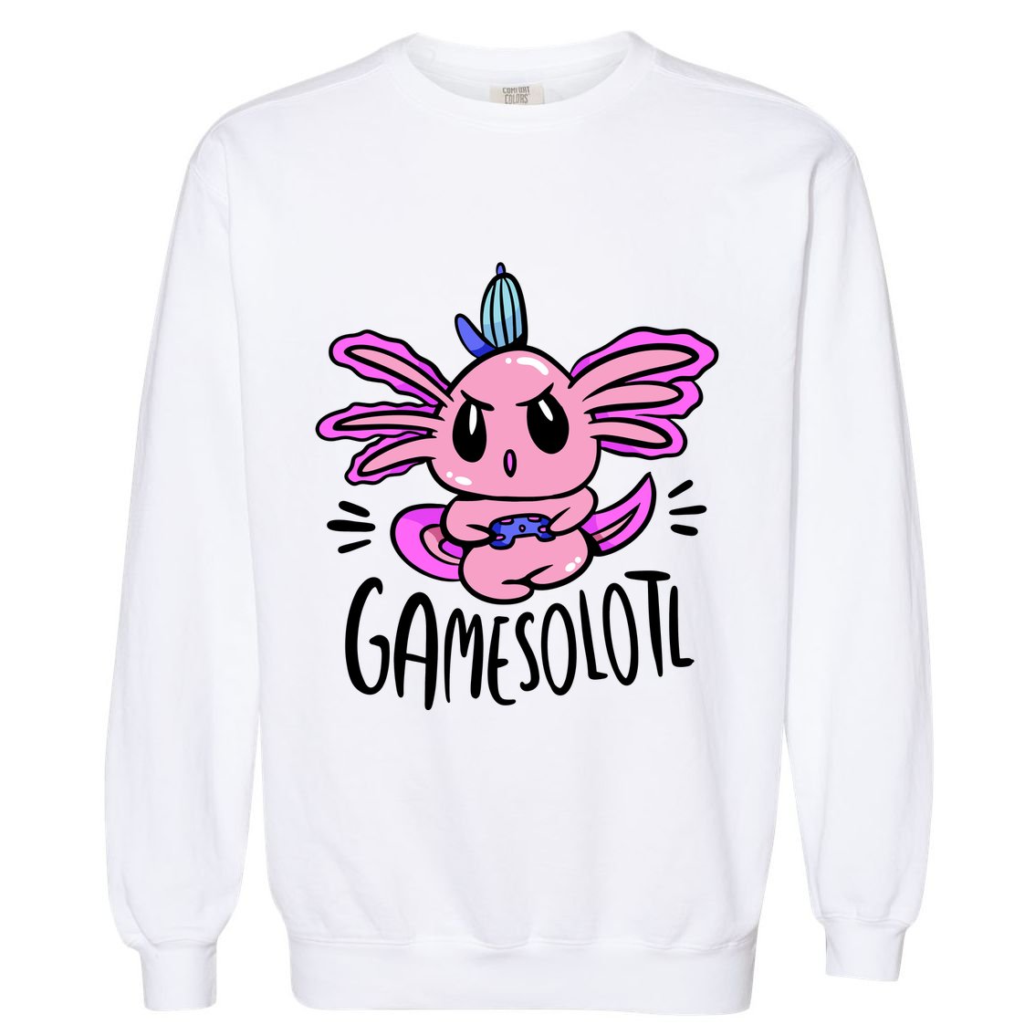 Axolotl Gamesolotl Funny Gamer Video Games Garment-Dyed Sweatshirt