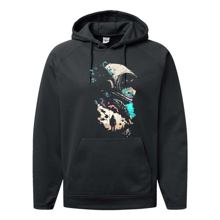 Astronaut Gift For Space Lover Performance Fleece Hoodie