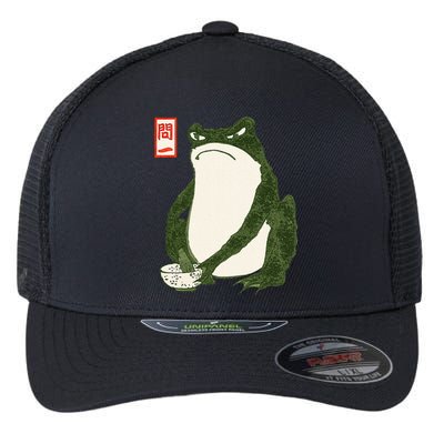 Aesthetic Grumpy Frog Famous Japanese Art Toad Graphic Flexfit Unipanel Trucker Cap