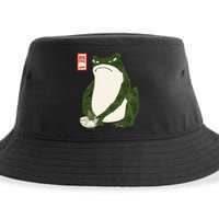 Aesthetic Grumpy Frog Famous Japanese Art Toad Graphic Sustainable Bucket Hat