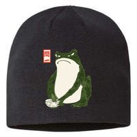 Aesthetic Grumpy Frog Famous Japanese Art Toad Graphic Sustainable Beanie