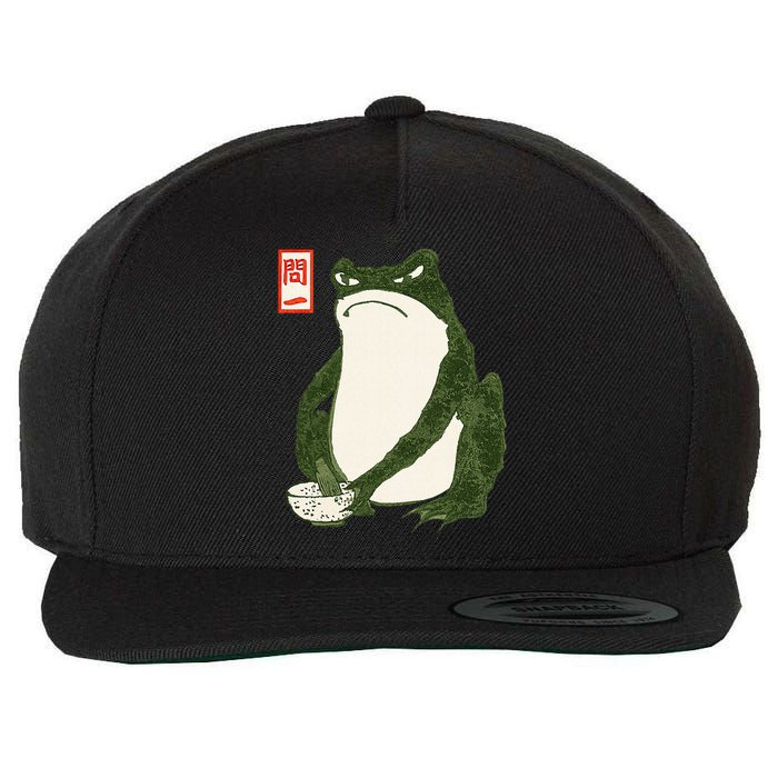 Aesthetic Grumpy Frog Famous Japanese Art Toad Graphic Wool Snapback Cap