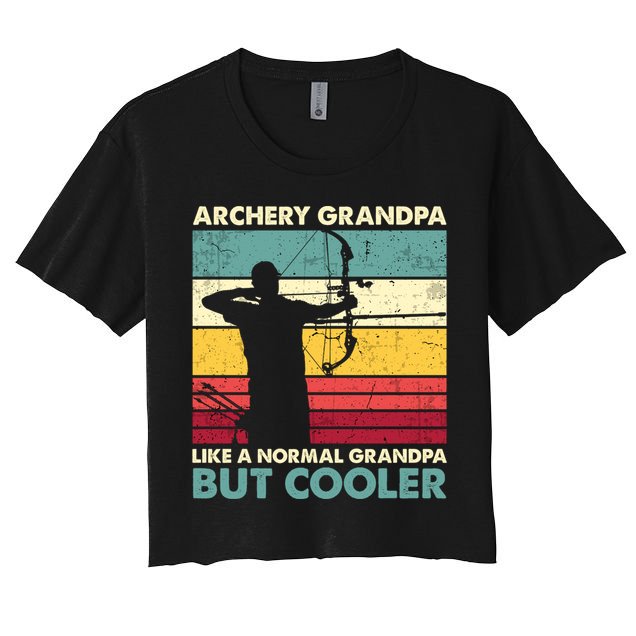 Archery Grandpa Gift Funny Archer Father's Day Retro Vintage Gift Crop Top