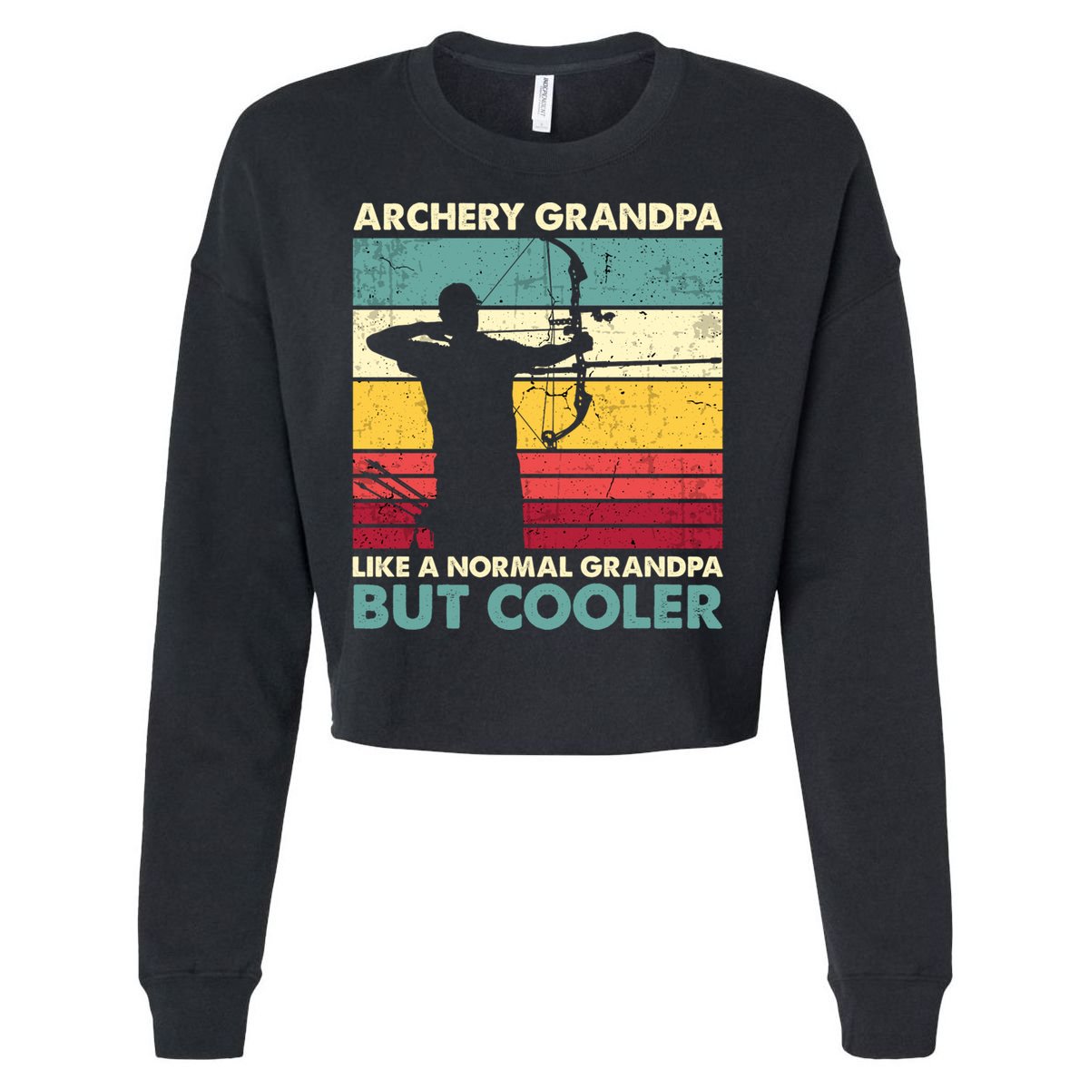 Archery Grandpa Gift Funny Archer Father's Day Retro Vintage Gift Cropped Pullover Crew