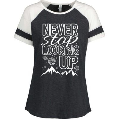 Astronomy Great Gift Never Stop Looking Up Constellations Sky Tee Gift Enza Ladies Jersey Colorblock Tee